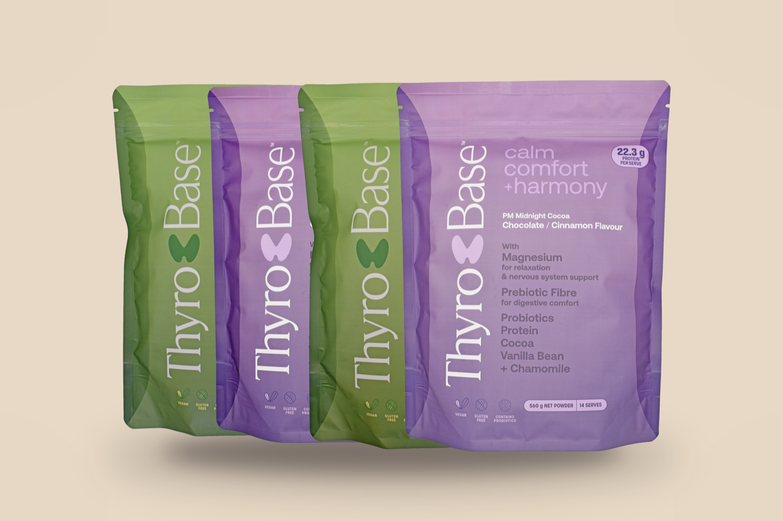 Your monthly ThyroBase system: two AM pouches and two PM pouches